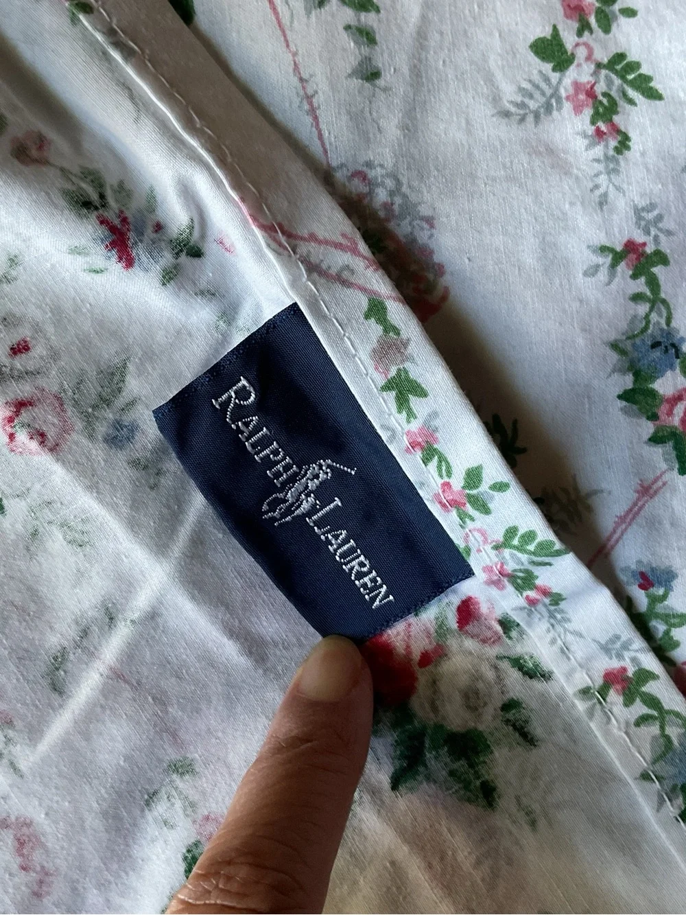 Vintage, Ralph Lauren BLAINE Ruffled Flat Sheet QUEEN Size- USA Made